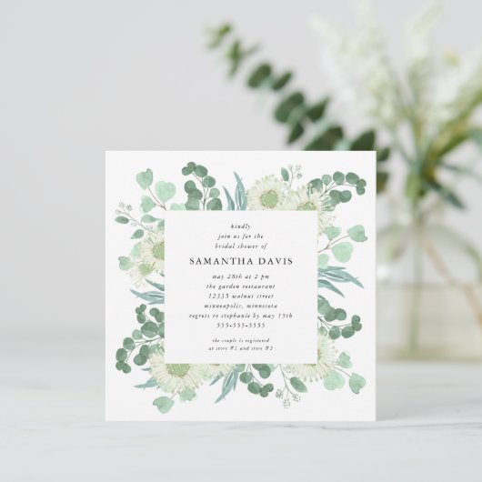 Eucalyptus Waterverf Bladerblad Bloemen Vrijgezell Kaart (Staand voorkant)