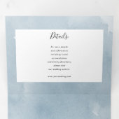 Eucalyptus waterverf blauw alles in één bruiloft drieluik uitnodiging (Binnenzijde eerst)