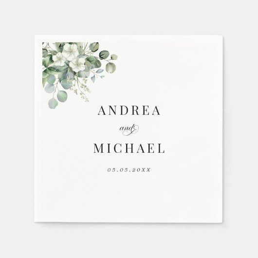 Eucalyptus Waterverf Bloemen Namen Zomer Bruiloft Servet (Voorkant)