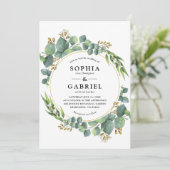 Eucalyptus Waterverf bloemencirkel Lijst Kaart (Staand voorkant)