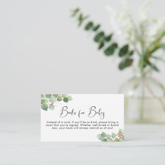 Eucalyptus Waterverf Books for Baby shower Informatiekaartje (Staand voorkant)