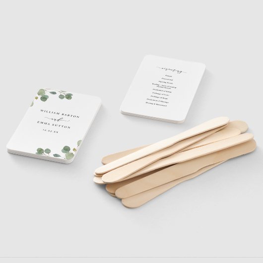 Eucalyptus Waterverf Botanisch Huwelijksprogramma Handwaaier (Niet-gemonteerd)