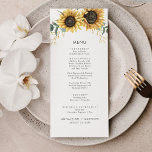 Eucalyptus Waterverf botanische bruiloft Menu<br><div class="desc">Behandel je gasten naar dit schattige moderne menu met zonnebloemen eucalyptus dat geweldig zou zijn voor je land met botanische thema florale bruiloft. Bewerk de gegevens eenvoudig door op de knop 'Personaliseren' te klikken</div>