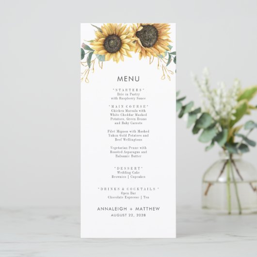 Eucalyptus Waterverf botanische bruiloft Menu (Staand voorkant)