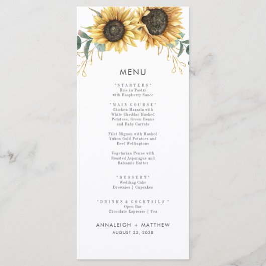 Eucalyptus Waterverf botanische bruiloft Menu (Voorkant)