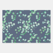 Eucalyptus Waterverf Branches op marineblauw Inpakpapier Vel (Voorkant 2)