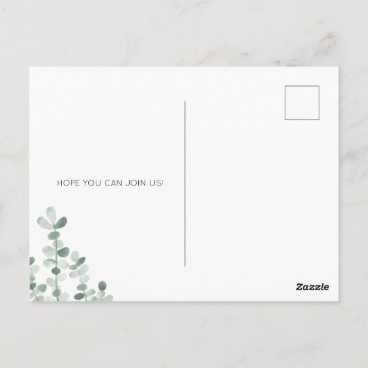 Eucalyptus Waterverf Bridal Shower Briefkaart (Achterkant)