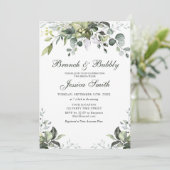 Eucalyptus Waterverf Brunch en Bubble Invitation Kaart (Staand voorkant)