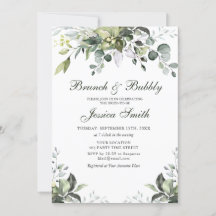 Eucalyptus Waterverf Brunch en Bubble Invitation