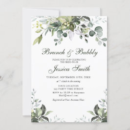 Eucalyptus Waterverf Brunch en Bubble Invitation Kaart