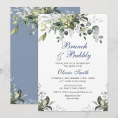Eucalyptus Waterverf Brunch en Bubble Kaart (Voorkant / Achterkant)