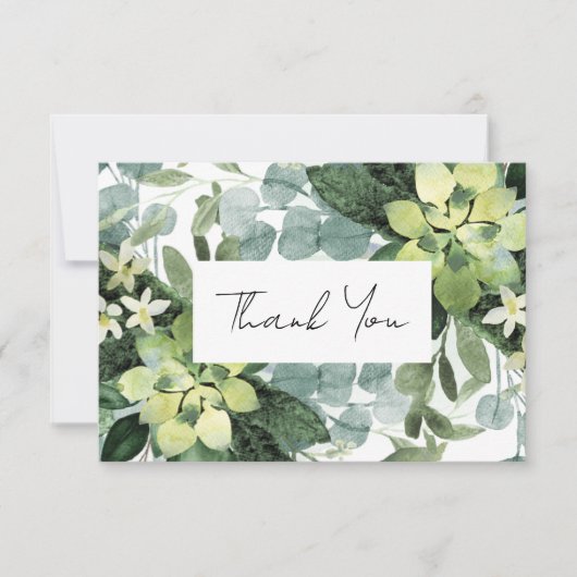 Eucalyptus Waterverf Chic Bruiloftsfeest Bedankkaart (Voorkant)