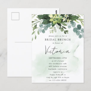 Eucalyptus Waterverf Chic Vrijgezellenfeest Briefkaart