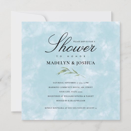 Eucalyptus Waterverf Couples Shower Kaart (Achterkant)