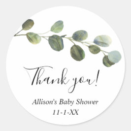 Eucalyptus waterverf eenvoudige gunst dank u ronde sticker