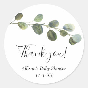 Eucalyptus waterverf eenvoudige gunst dank u ronde sticker