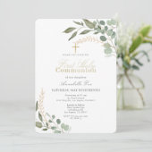 Eucalyptus Waterverf Eerste Heilige Communie Kaart (Staand voorkant)