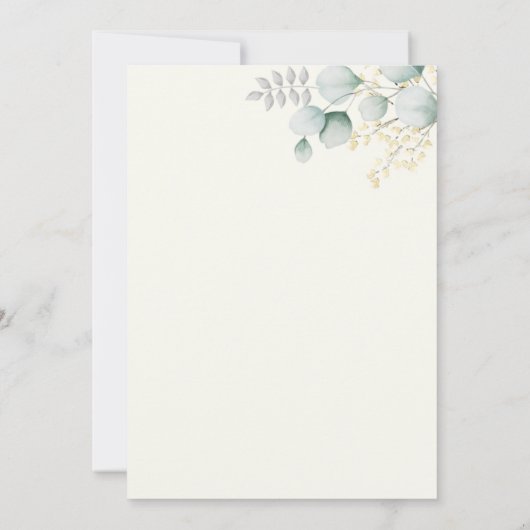 Eucalyptus Waterverf Elegant Bridal Gown Floral Kaart (Achterkant)