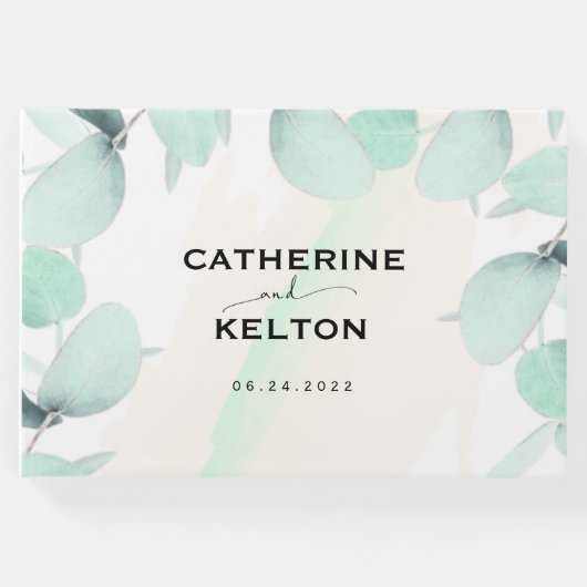 Eucalyptus Waterverf Elegant Greenery Wedding Gastenboek (Voorkant)