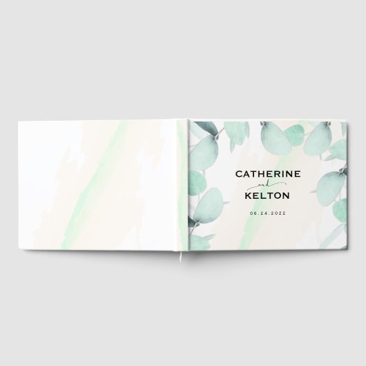 Eucalyptus Waterverf Elegant Greenery Wedding Gastenboek (Volledig)