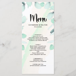 Eucalyptus Waterverf Elegant Greenery Wedding Menu