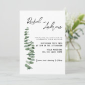 Eucalyptus waterverf Elegante bruiloft Kaart (Staand voorkant)