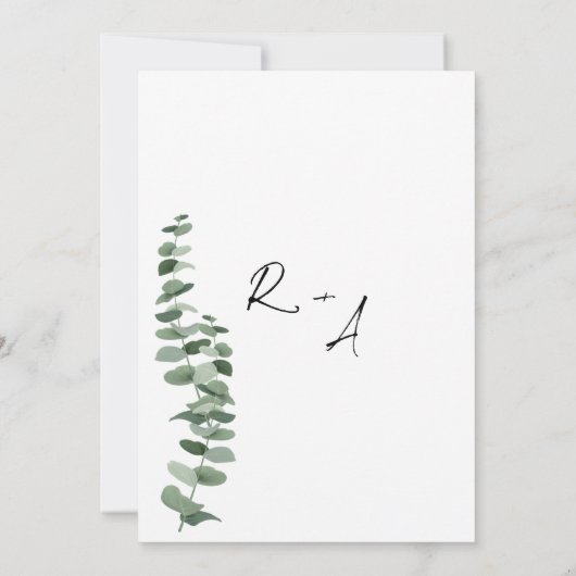 Eucalyptus waterverf Elegante bruiloft Kaart (Achterkant)