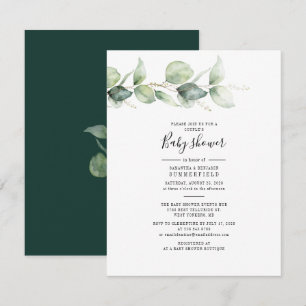 Eucalyptus Waterverf Elegante Couples Baby Shower Kaart