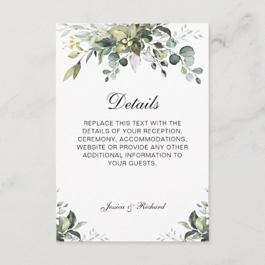 Eucalyptus-Waterverf - Enclosure Card Informatiekaartje (Voorkant)