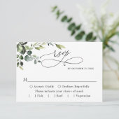 Eucalyptus Waterverf Floral bruiloft RSVP Kaartje (Staand voorkant)
