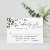 Eucalyptus Waterverf Floral bruiloft RSVP Kaartje (Staand voorkant)