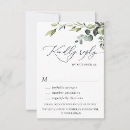 Eucalyptus Waterverf Floral bruiloft RSVP Kaartje