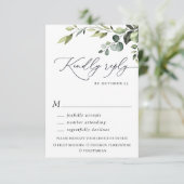 Eucalyptus Waterverf Floral bruiloft RSVP Kaartje (Staand voorkant)