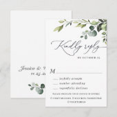 Eucalyptus Waterverf Floral bruiloft RSVP Kaartje (Voorkant / Achterkant)