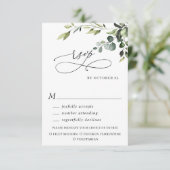 Eucalyptus Waterverf Floral bruiloft RSVP Kaartje (Staand voorkant)