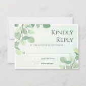 Eucalyptus Waterverf Floral Wedding RSVP Kaart (Voorkant)