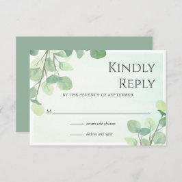 Eucalyptus Waterverf Floral Wedding RSVP Kaart