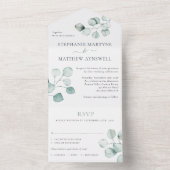 Eucalyptus Waterverf Foliage Botanical Wedding All In One Uitnodiging (Binnen)