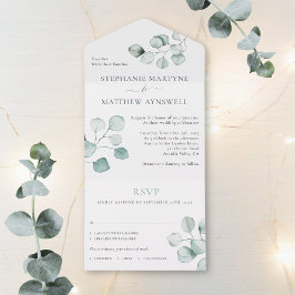 Eucalyptus Waterverf Foliage Botanical Wedding All In One Uitnodiging