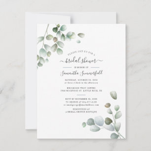 Eucalyptus Waterverf Foliage Script Vrijgezellenfe Kaart