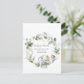 eucalyptus waterverf folium baby shower briefkaart (Staand voorkant)