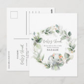 eucalyptus waterverf folium baby shower briefkaart (Voorkant / Achterkant)