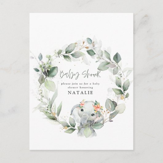 eucalyptus waterverf folium baby shower briefkaart (Voorkant)