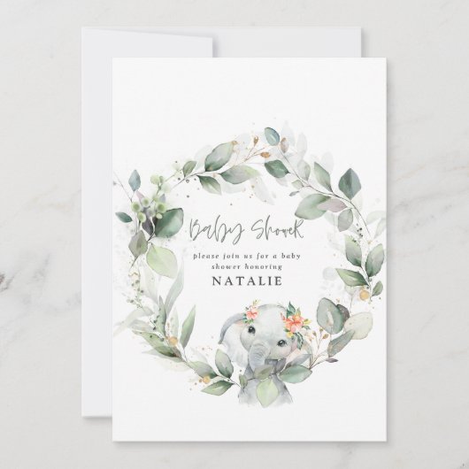 eucalyptus waterverf folium baby shower kaart (Voorkant)