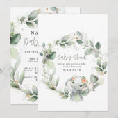 eucalyptus waterverf folium baby shower kaart (Voorkant / Achterkant)