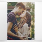 Eucalyptus Waterverf Foto Bruiloft Alles in een Drieluik Uitnodiging (Binnenkant midden)