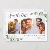 Eucalyptus Waterverf Foto bruiloft Save The Date (Voorkant)