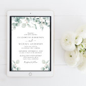 Eucalyptus Waterverf foto QR code bruiloft Kaart