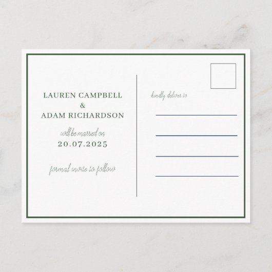 Eucalyptus Waterverf Foto slaat de datum op Aankondigingskaart (Achterkant)