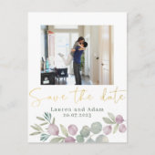 Eucalyptus Waterverf Foto slaat de datum op Aankondigingskaart (Voorkant)